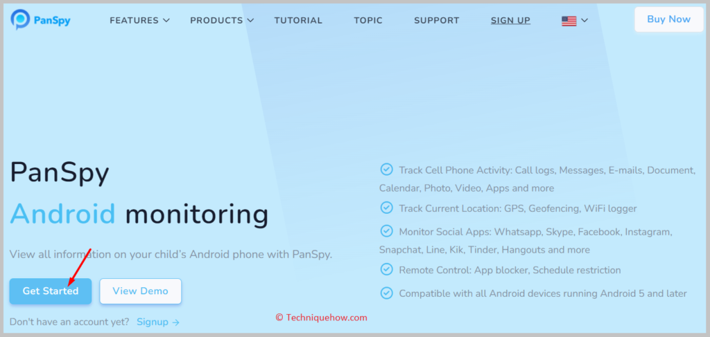 click on the Get Started button.