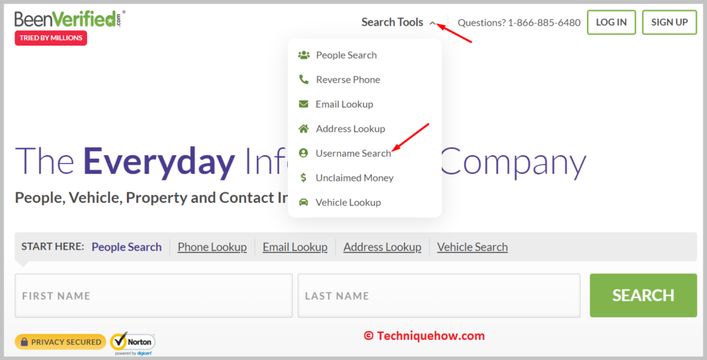 click on the Username Search