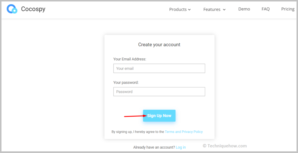 create your account by