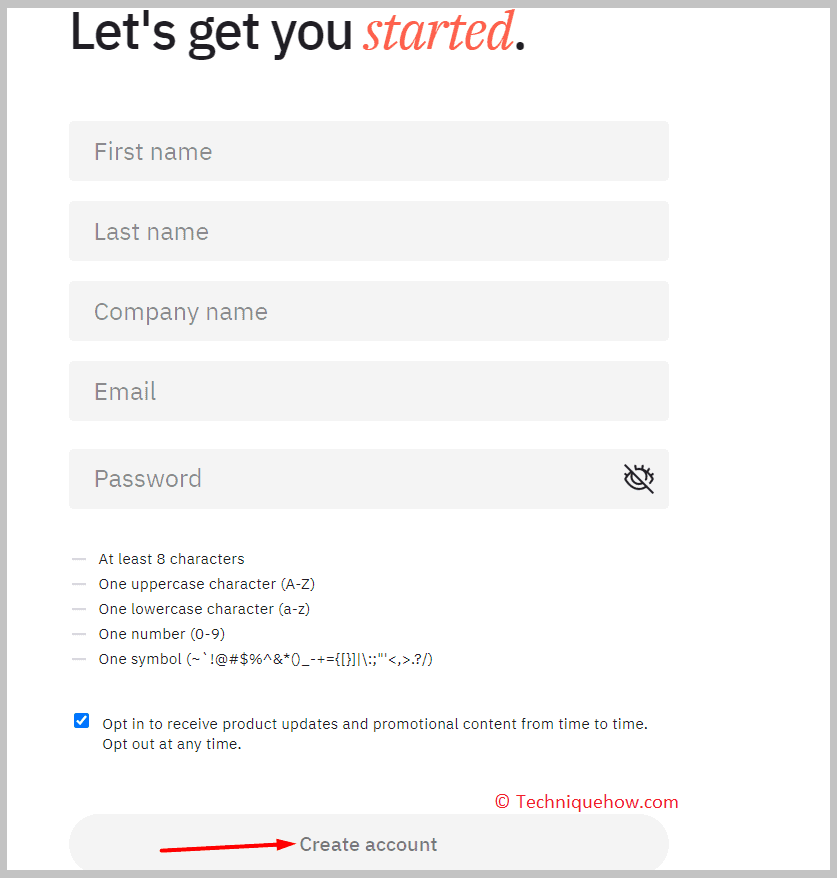 create your account.