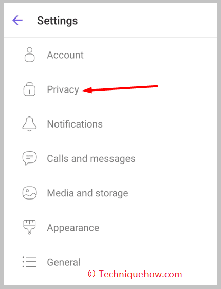 need to click on Privacy