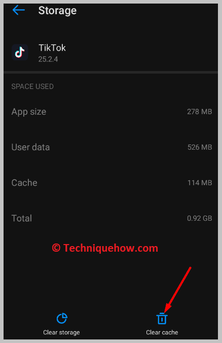 tap on the Clear cache