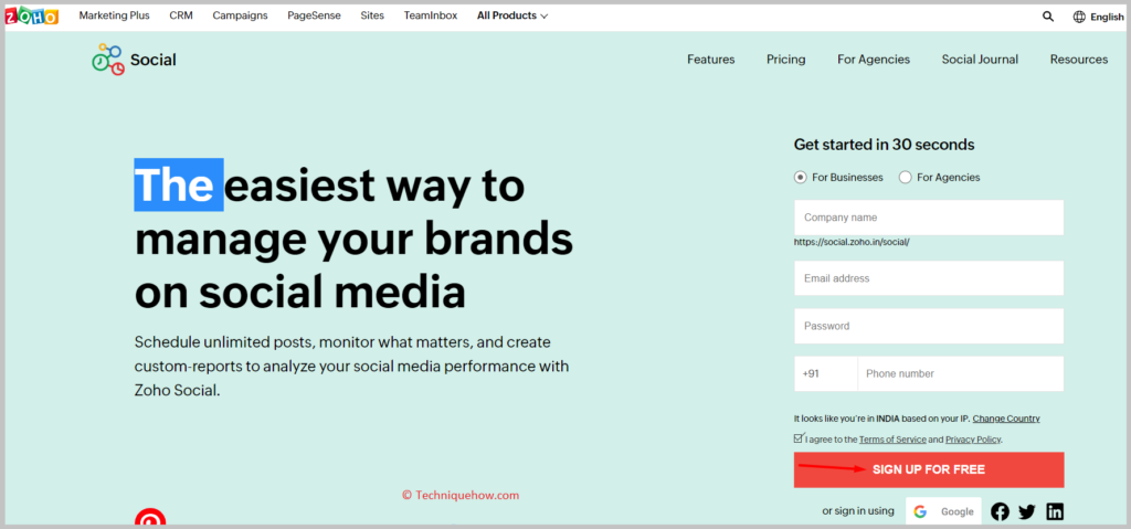 the Zoho Social tool.