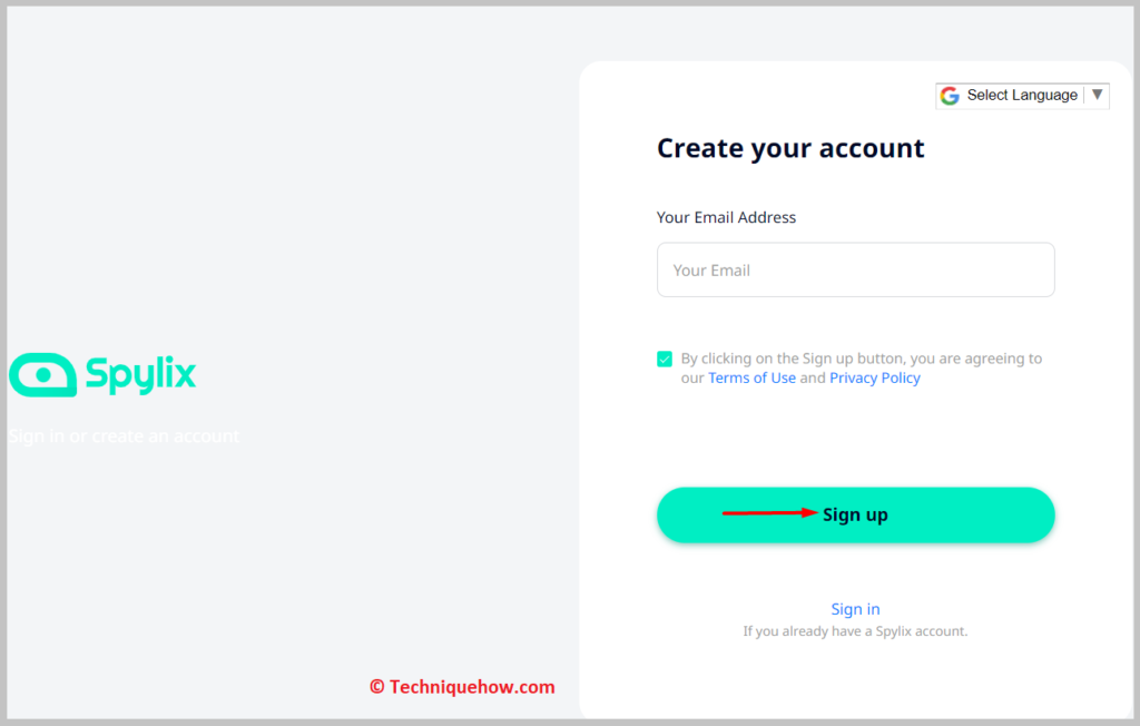then click on Sign Up