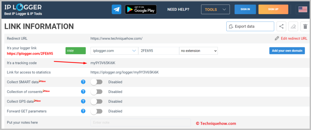  tracking code option