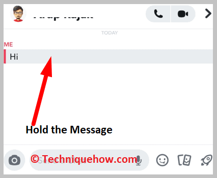 Click and hold the message