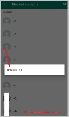 Click on Blocked Contact