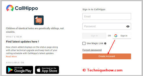 Click on Create Account
