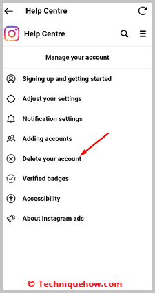 Click on Delete your account