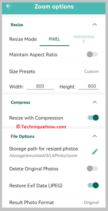 Click on RESIZE PHOTOS