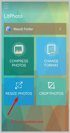Click on RESIZE PHOTOS