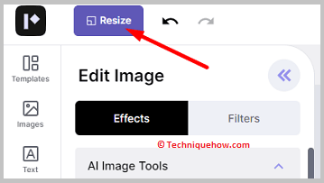 Click on Resize
