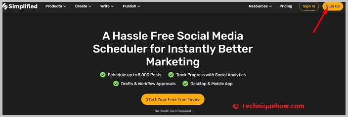 Click on Signup