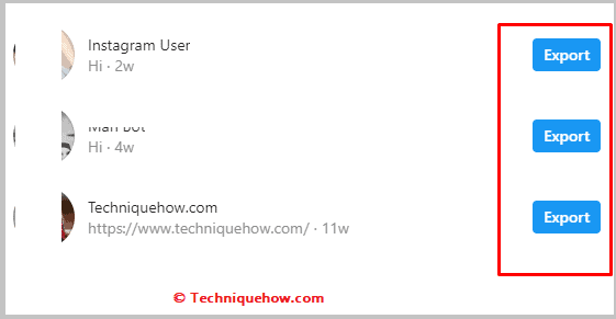 Click on export button