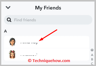 Click on friends name