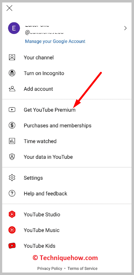 Click on the Get YouTube Premium 