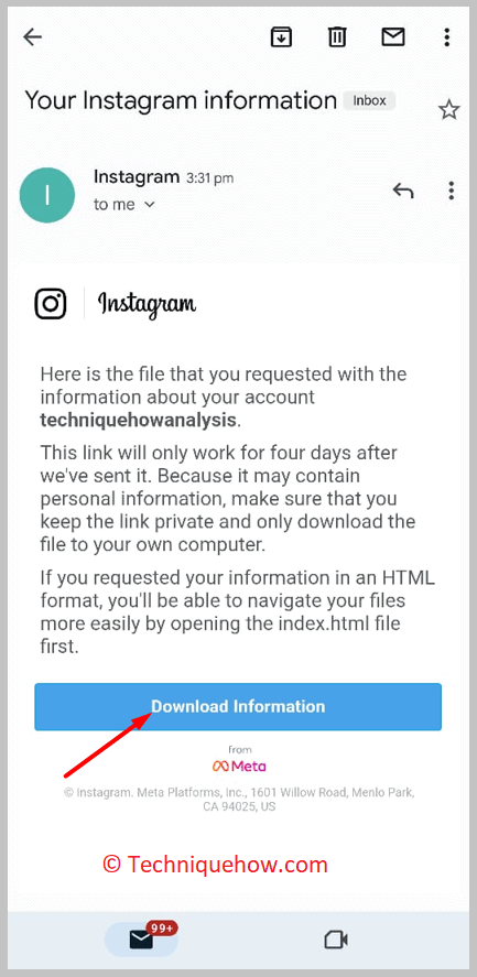 Download information button