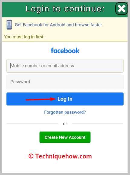 Facebook login information