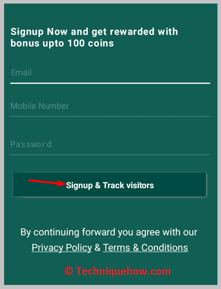 Signup & Track visitors