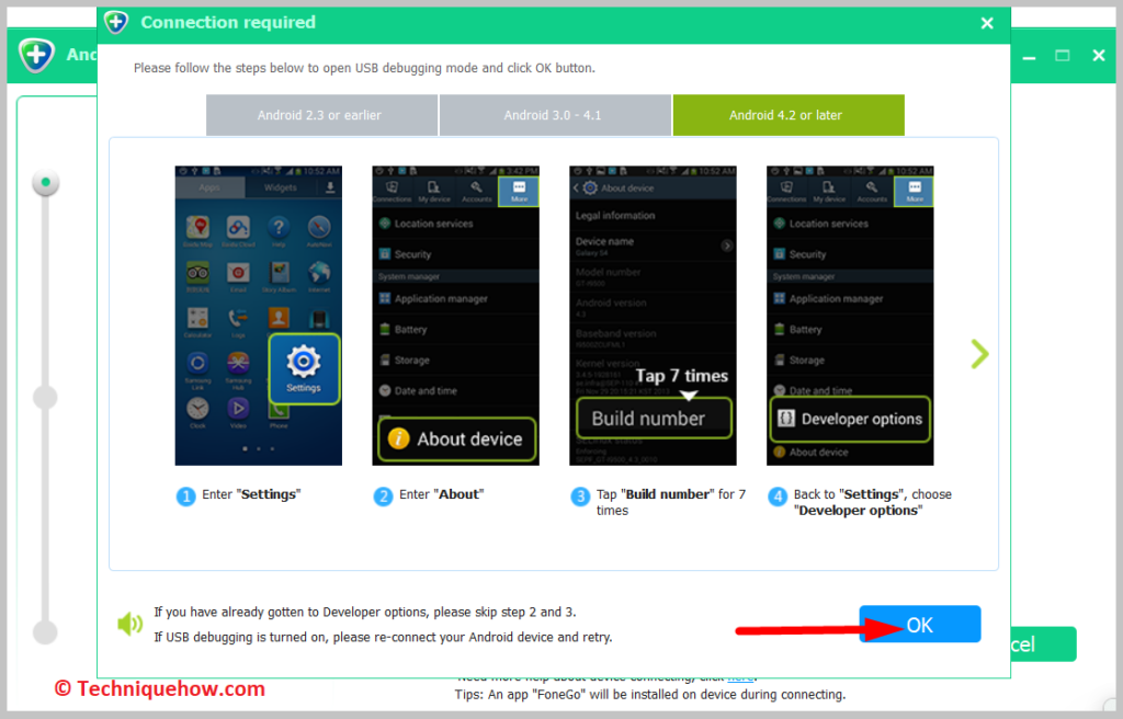 Then click on OK on your Android