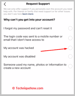 choose My account was hacked.