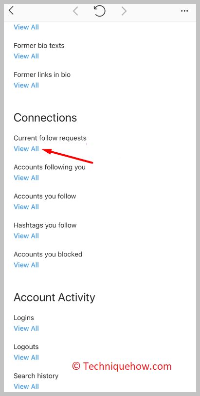 click View All for Current follow requests