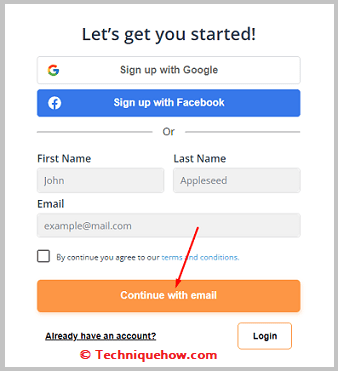 click on Continue with email
