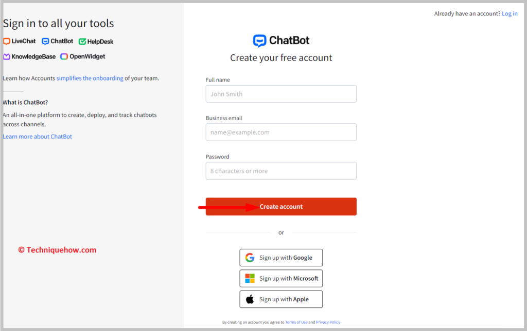 click on Create account