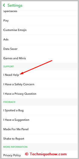 click on I Need Help
