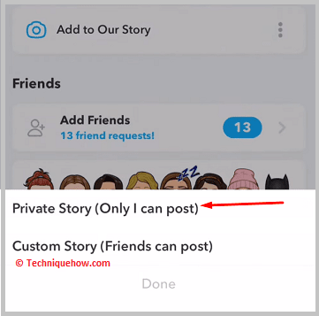 click on New Private Story