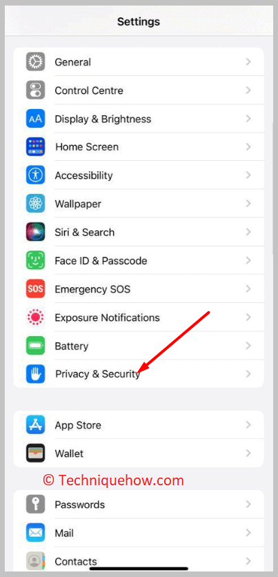 click on Privacy