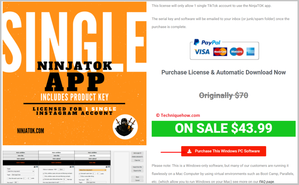 click on Purchase this Windows PC Software.