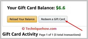 click on Redeem a gift card