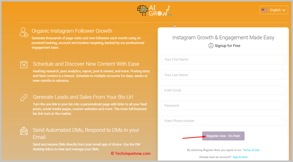 click on Register now- it's free