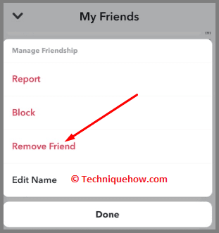 click on Remove Friend