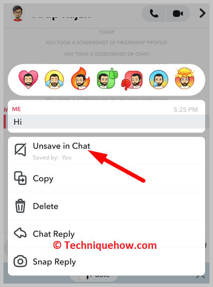 click on Unsave in chat