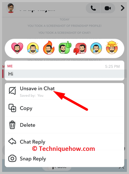  click on Unsave in chat