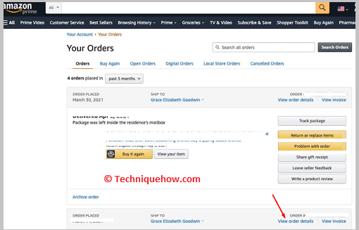 click on View order details