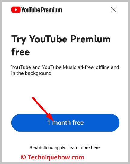 click on the 1 month free