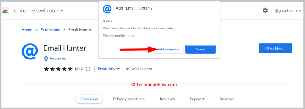 click on the Add extension hunter