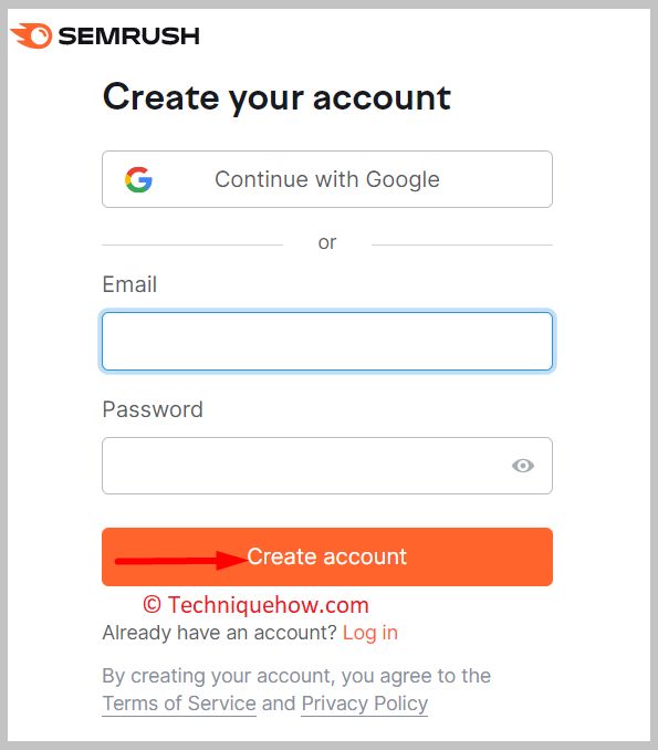 click on the Create account button