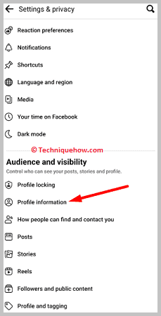 click on the Profile information option