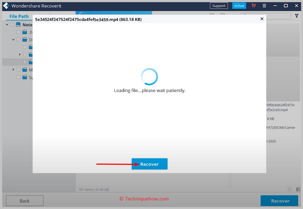 click on the Recover button