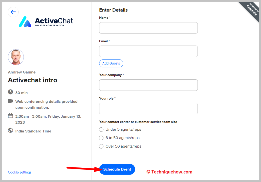 click on the Schedule Event