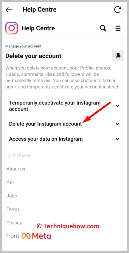 delete your Instagram account.