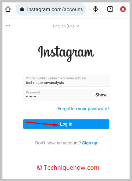 log in to your Instagram