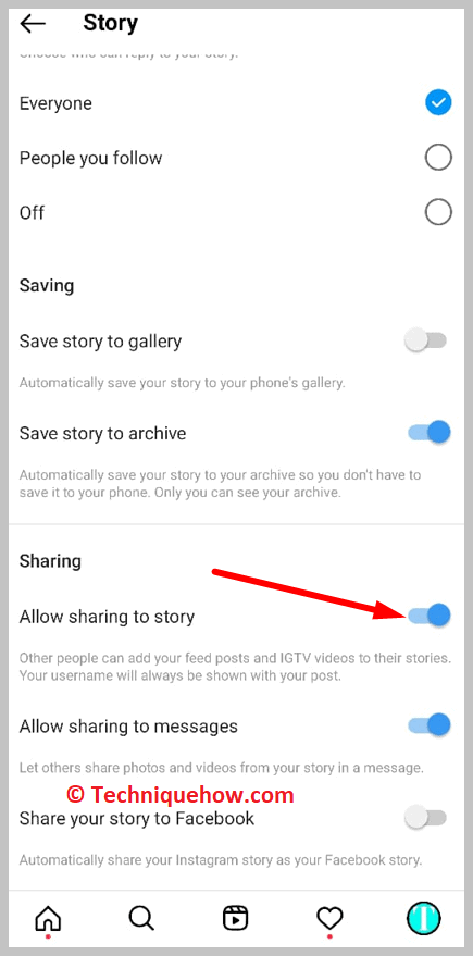 next to Allow Sharing to story