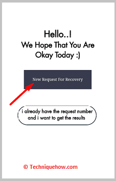 select New Request For Recovery
