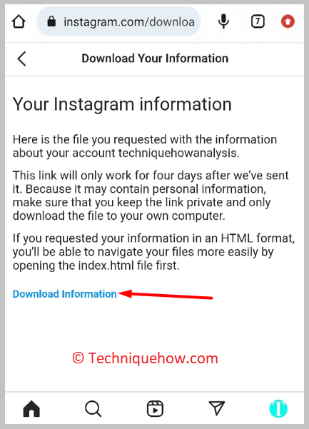 tap the Download information option