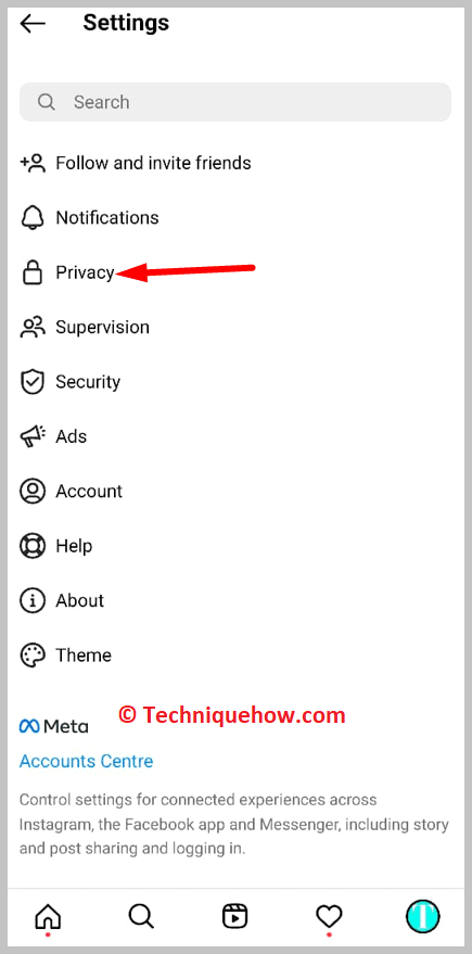 then click on Privacy